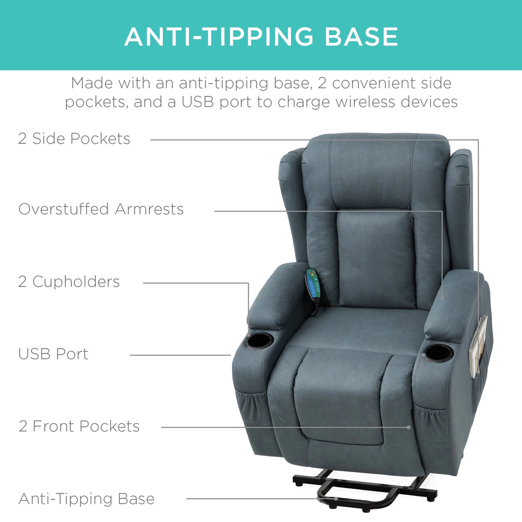 Blue Electric Power Lift Recliner Massage Chair D286