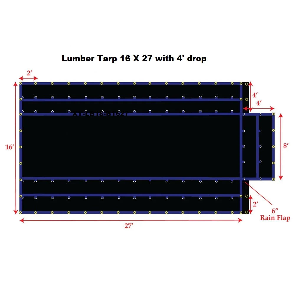 Black Flatbed Truck Tarp with 4' Drop D523409