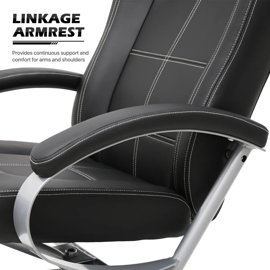 Black PU Leather Swivel Recliner with Ottoman W9437