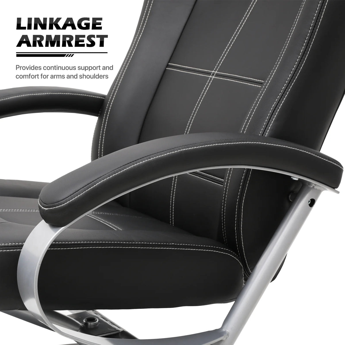 Black PU Leather Swivel Recliner with Ottoman W9437