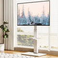 Iron Base Floor TV Stand for 32-75 Inch TVs with Swivel and Tilt J70546