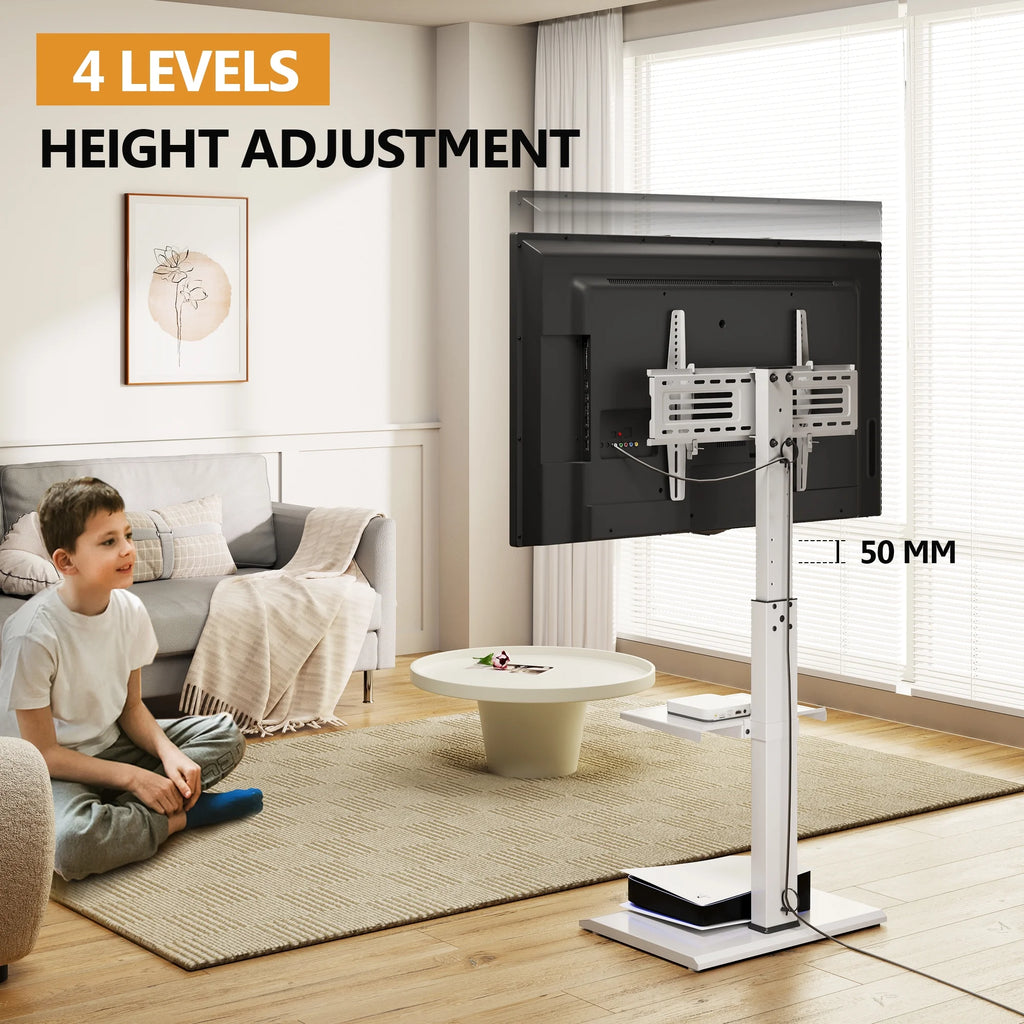 Iron Base Floor TV Stand for 32-75 Inch TVs with Swivel and Tilt J70546