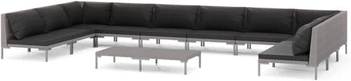 12 Piece Patio Lounge Set with Cushions Poly Rattan Dark Gray D47550