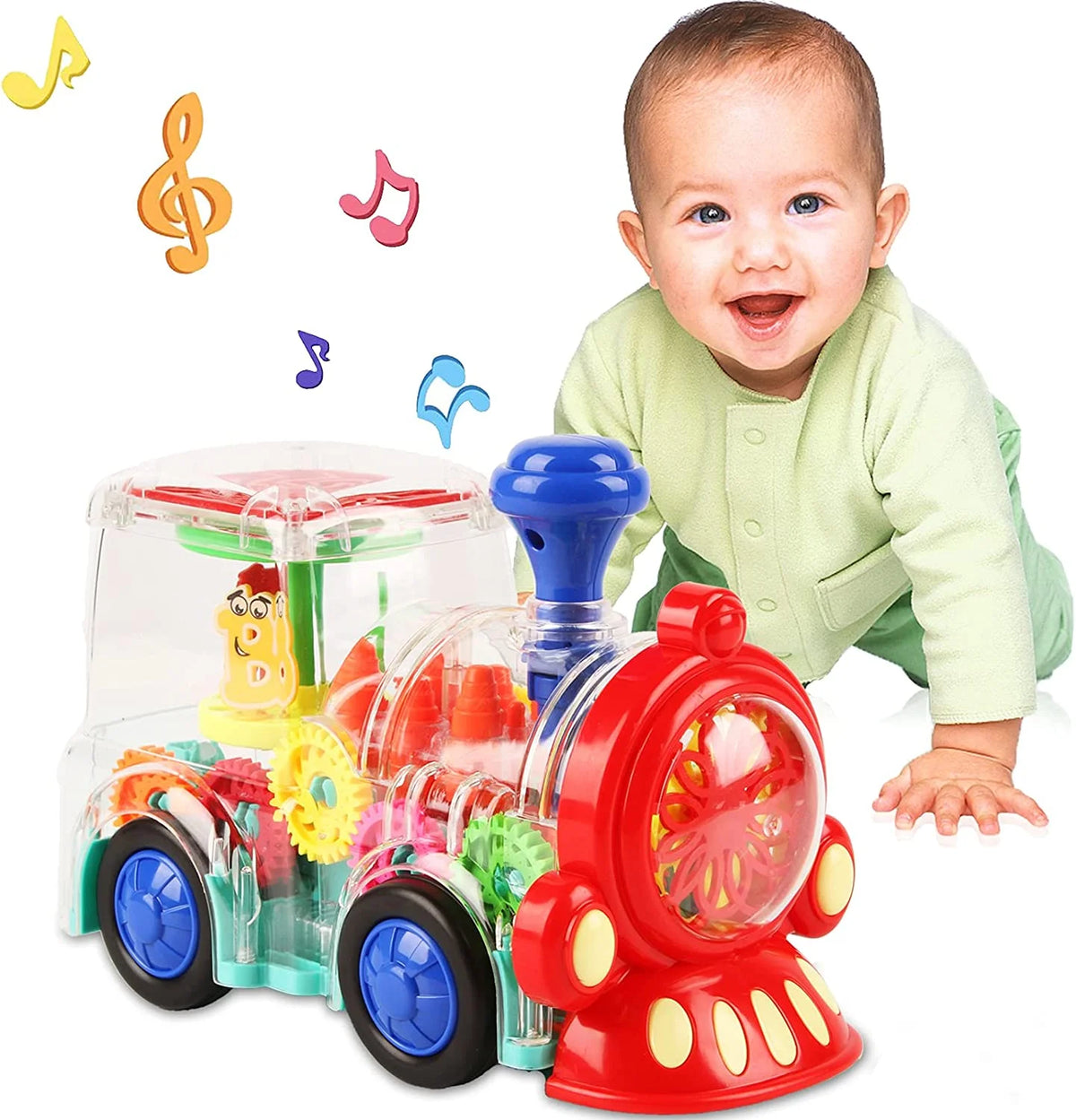 Battery-Powered Baby Train Toy with Light and Music W26166