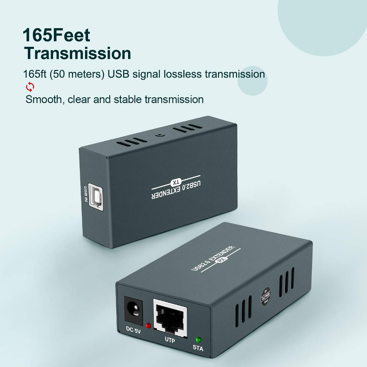 USB Extender 165ft Kit with 4 USB 2.0 Hub, Over Ethernet Cat5e/6/7 R884