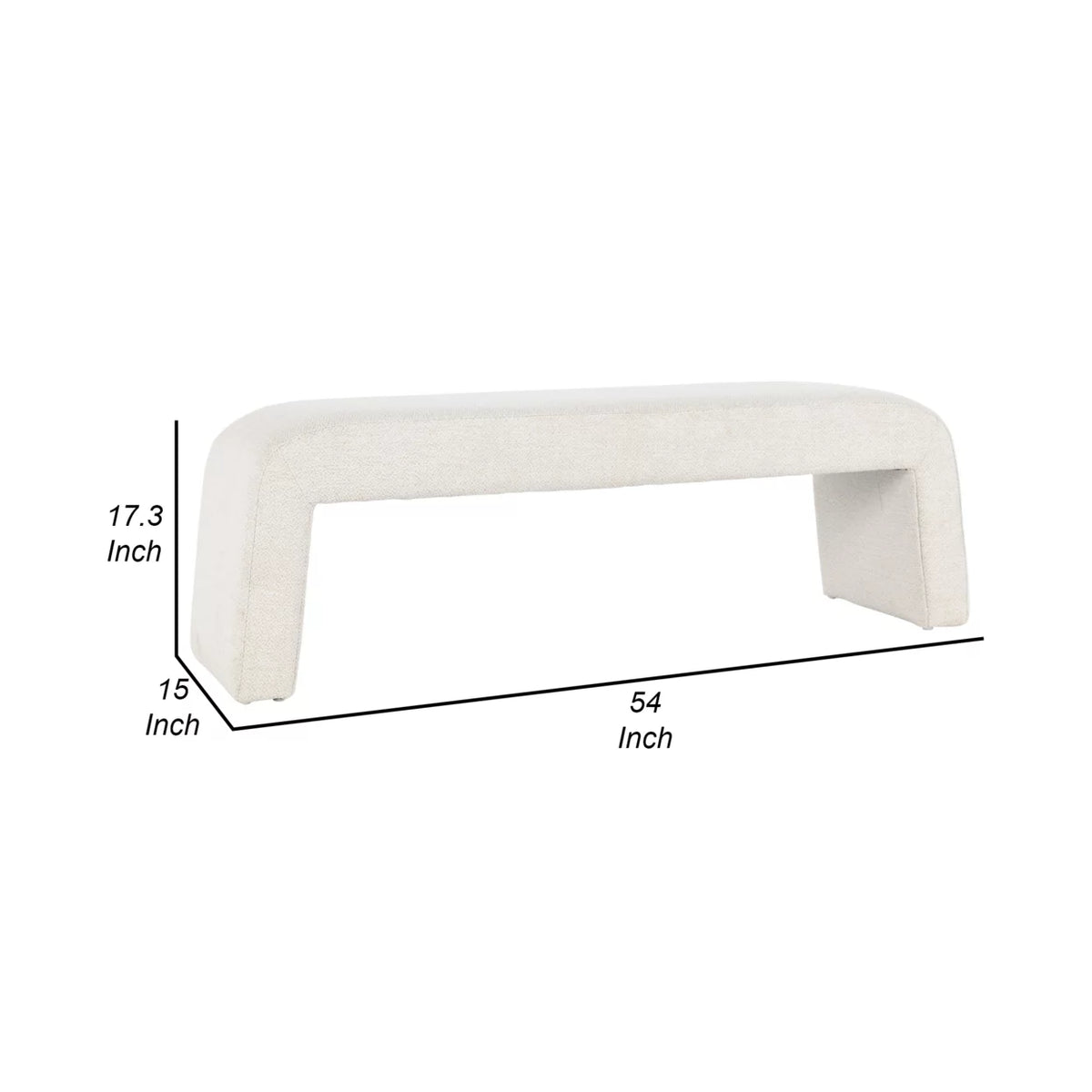 54 Inch White Wood Bench P65279