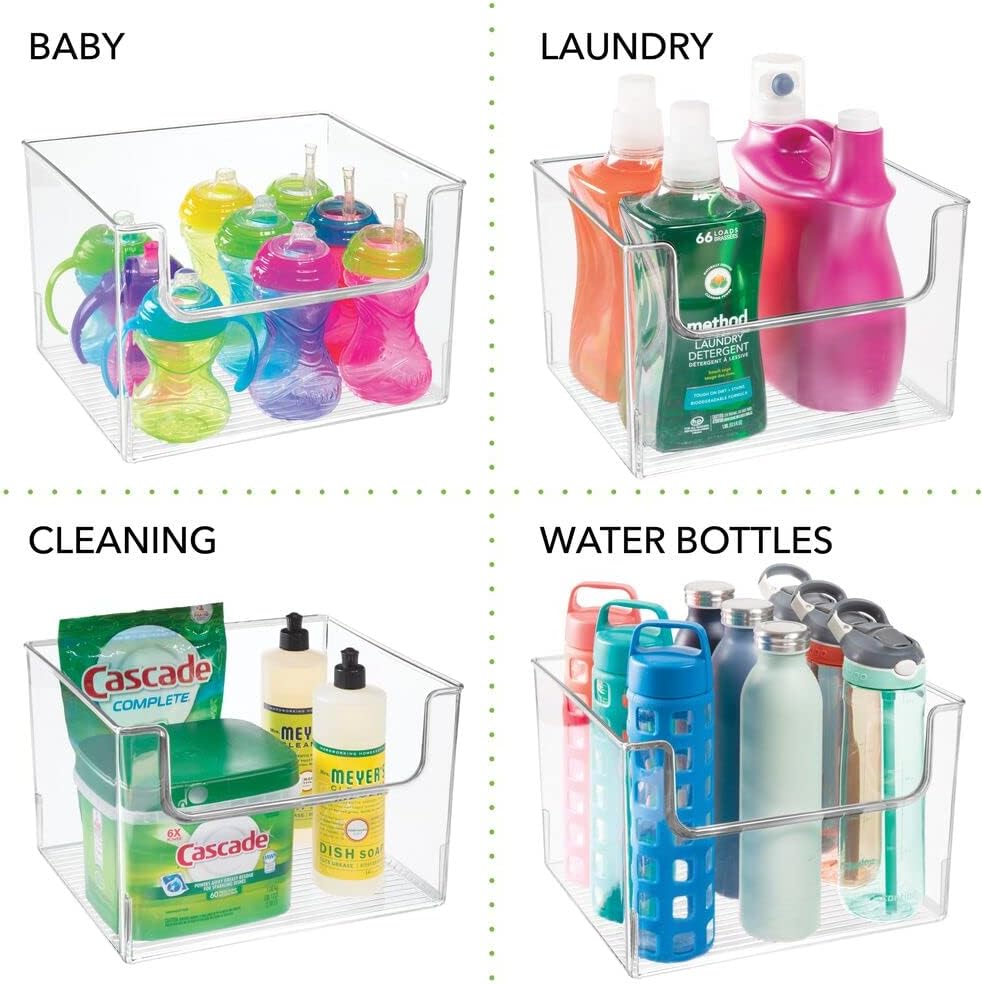 Clear 8 Pack Plastic Storage Organizer Bin Basket C935