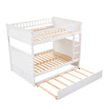 White Full Over Full Bunk Bed with Twin Trundle E809