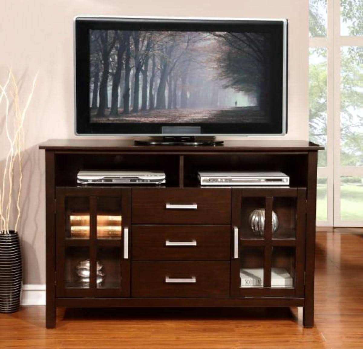 Dark Walnut Brown Tall TV Media Stand N95174