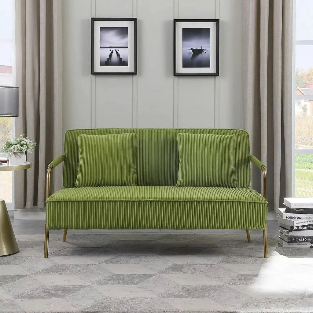 Olive Green Velvet Upholstered Loveseat P629
