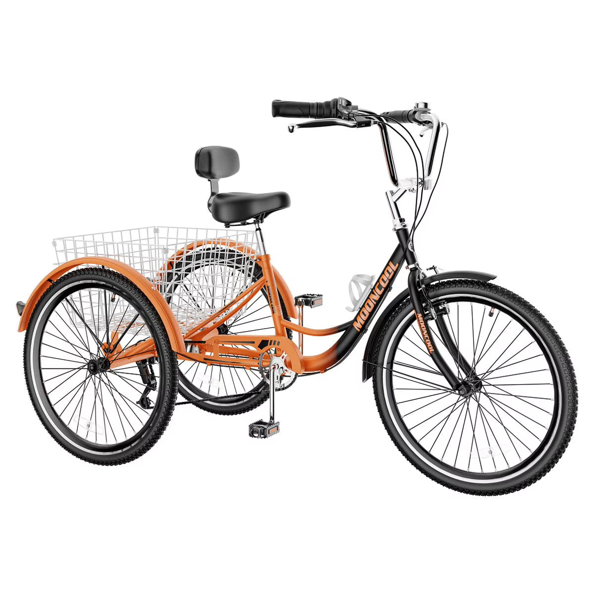 Adult Tricycles 7 Speed 20/24/26 Inch Three Wheel Bike Cruiser Trike with Low-Step Through Frame, Large Basket, Backrest Saddle M297698