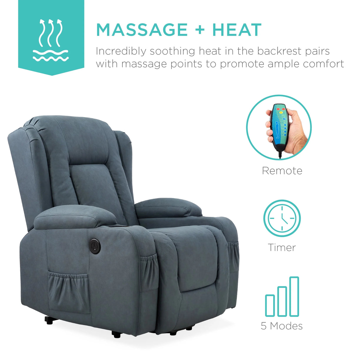 Blue Electric Power Lift Recliner Massage Chair D286