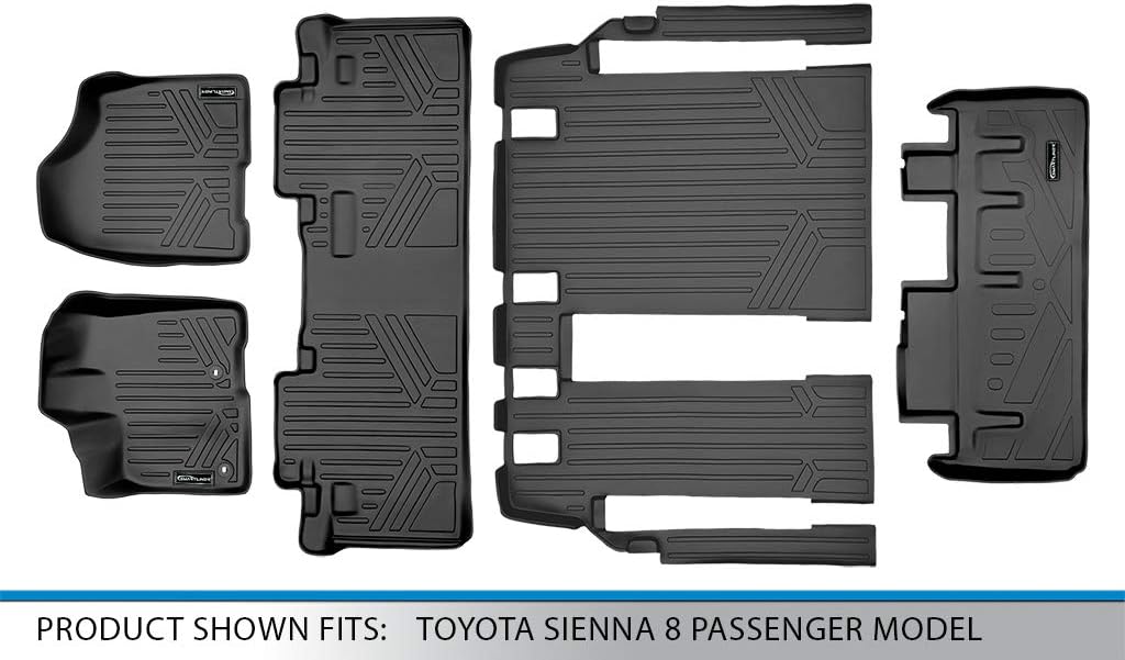 Black Custom Floor Mats 3 Rows and Cargo Liner Set A1260